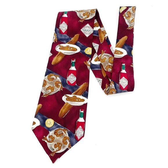 Tabasco Brand 100% Silk Necktie Hot Sauce Pop Culture Men’s Neck Tie - Picture 2 of 12